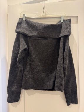 Off-Shoulder Charcoal Dynamite Knit Sweater - Women